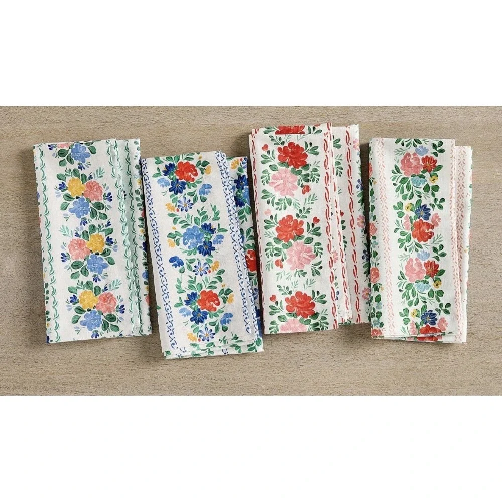 Pottery Barn Set of 8 Paloma Organic Cotton Napkins, Mixed Colors NWT Retail $96
